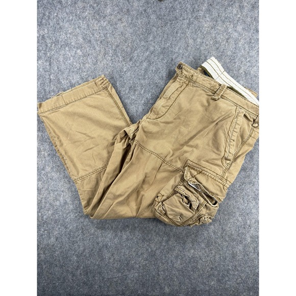 Polo Ralph Lauren Cargo Pants Mens 48x32 Khaki Distressed Utility Multi Pocket